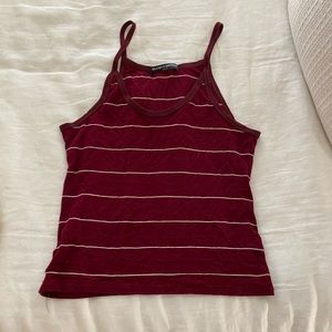 Brandy Melville Maroon Striped Tank - ONE SIZE